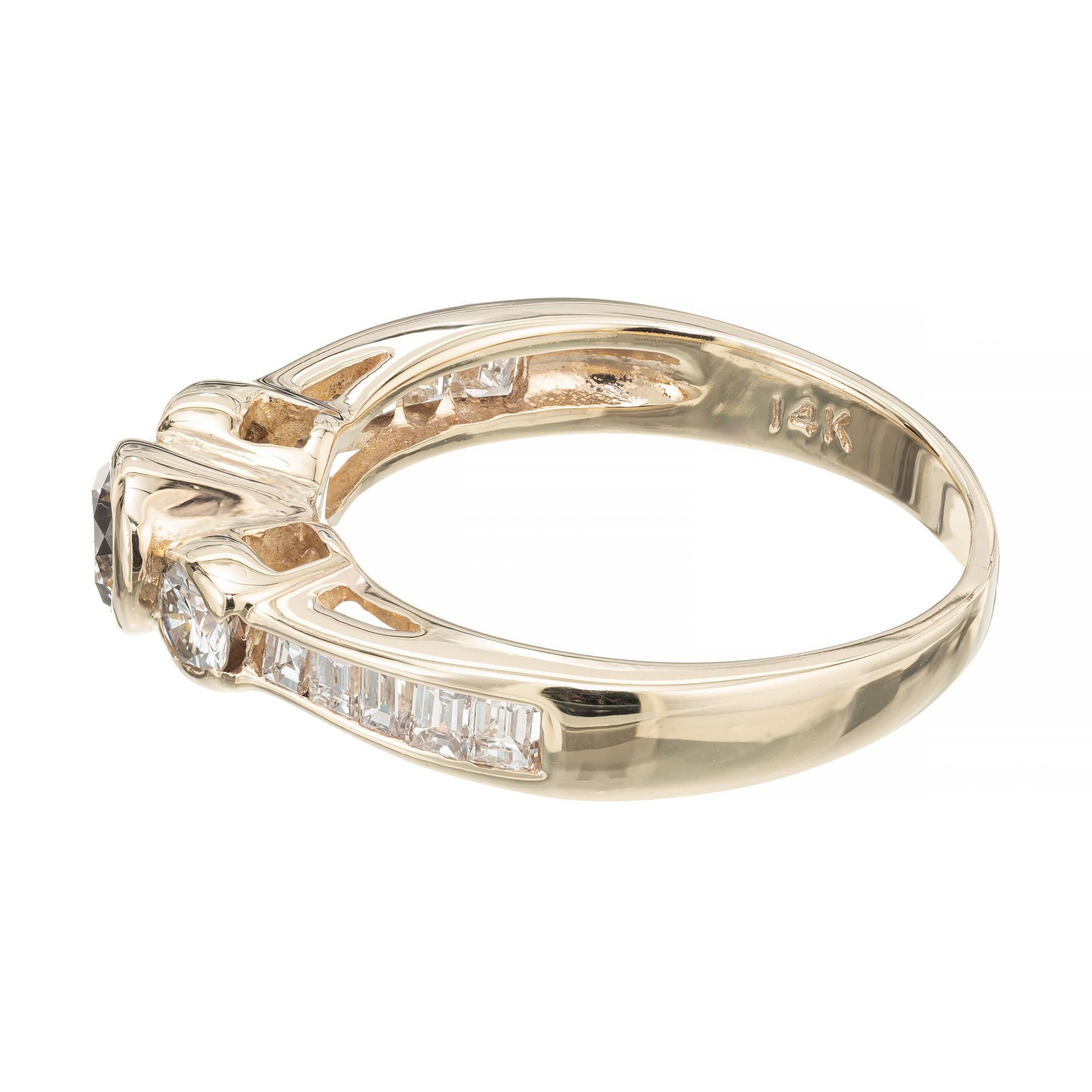 Bague de fiançailles en or jaune avec diamant brun de 0,30 carat Bon état - En vente à Stamford, CT