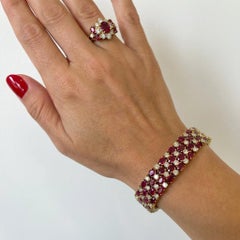 30 Carat Burmese Ruby and Diamond 18K Yellow Gold Bracelet