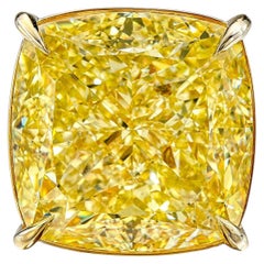 30 Carat Cushion Statement Fancy Yellow 14K Gold Rare Fancy-Color Splendour