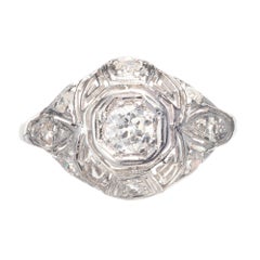 .30 Carat Diamond Art Deco Filigree Platinum Engagement Ring