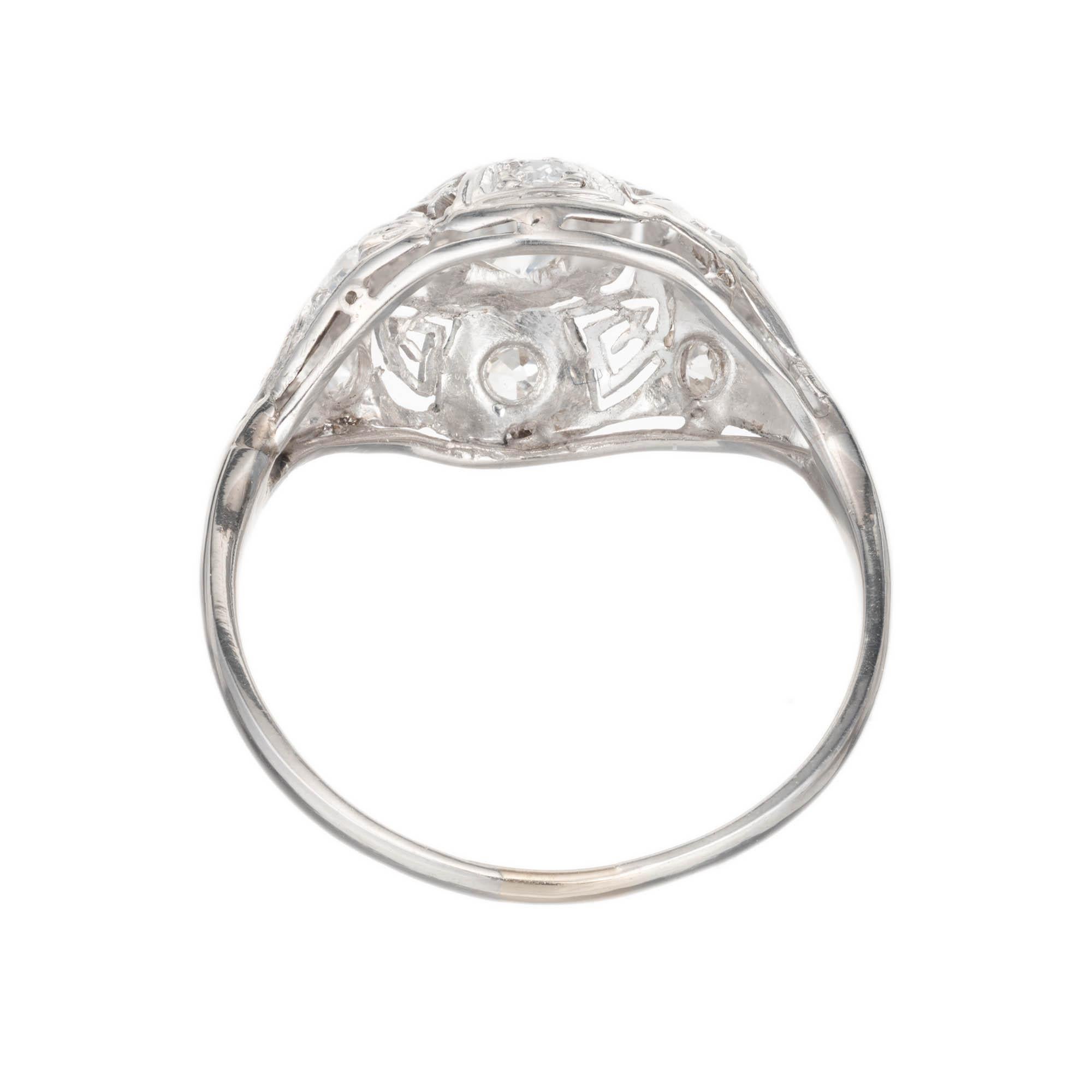 .30 Carat Diamond Art Deco Filigree Platinum Engagement Ring For Sale ...