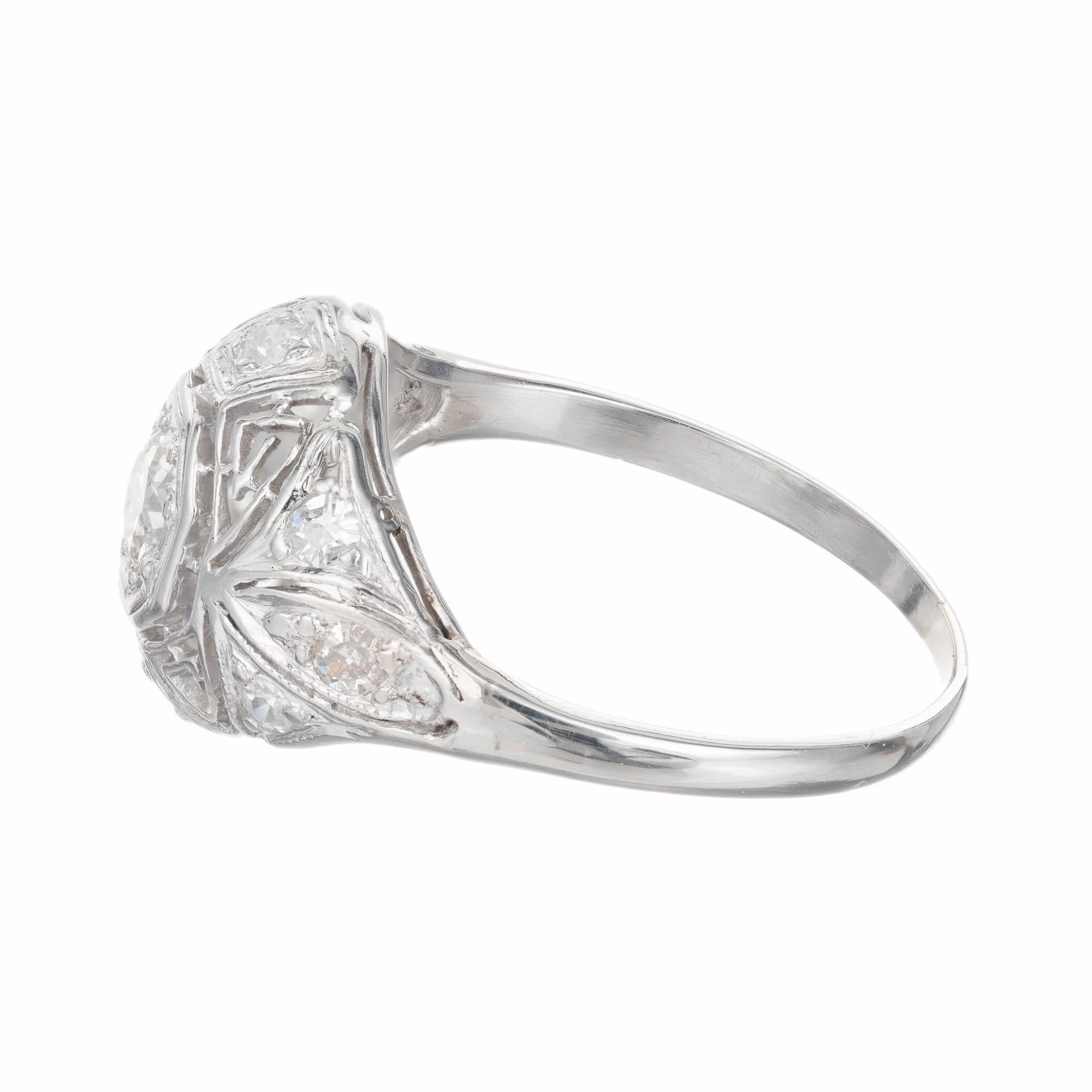 .30 Karat Diamant-Verlobungsring aus filigranem Platin im Art déco-Stil im Zustand „Gut“ im Angebot in Stamford, CT