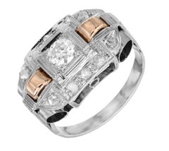 .30 Carat Diamond Art Deco White Rose Gold Engagement Ring