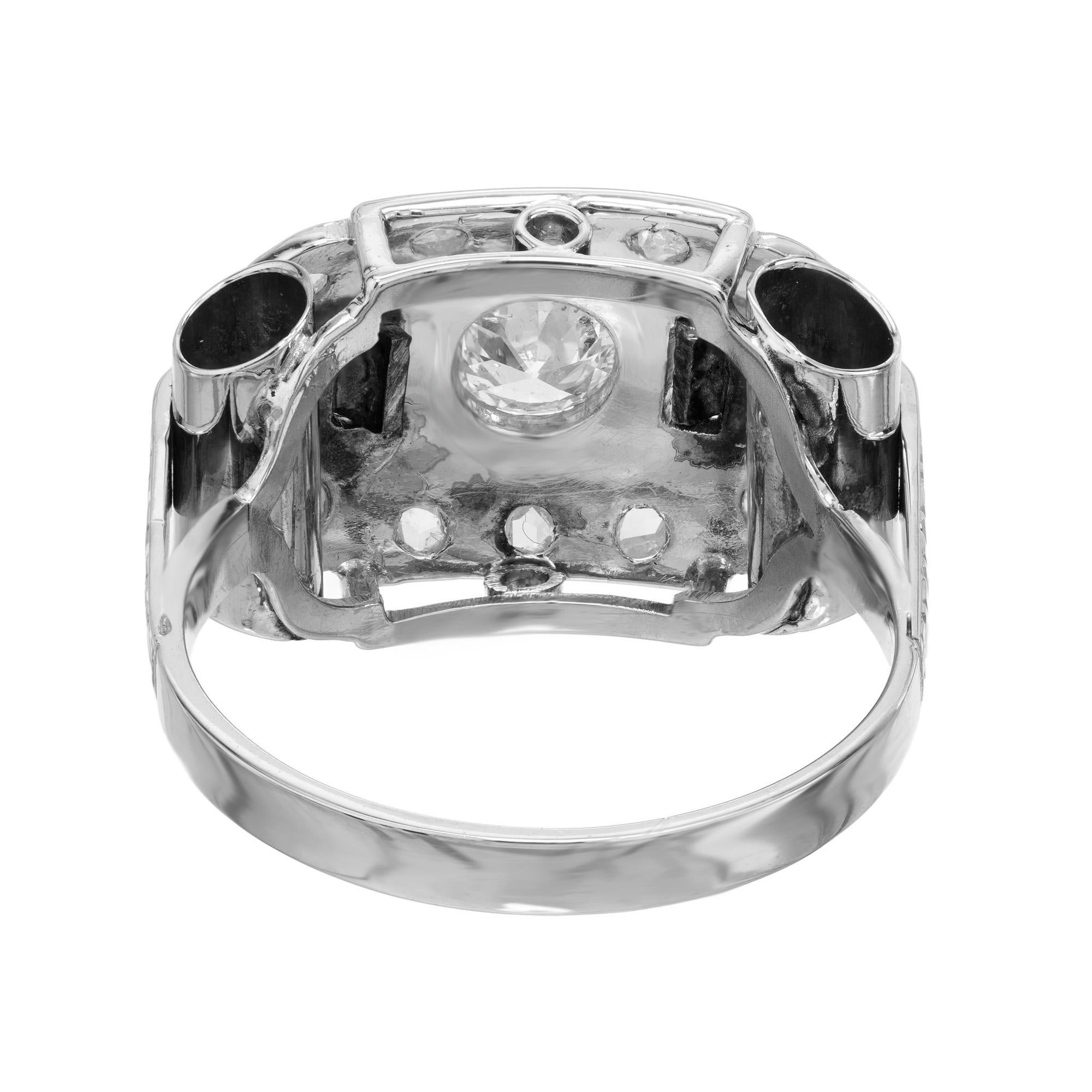 Donna Anello di fidanzamento in oro rosa bianco Art Deco con diamante da .30 carati in vendita