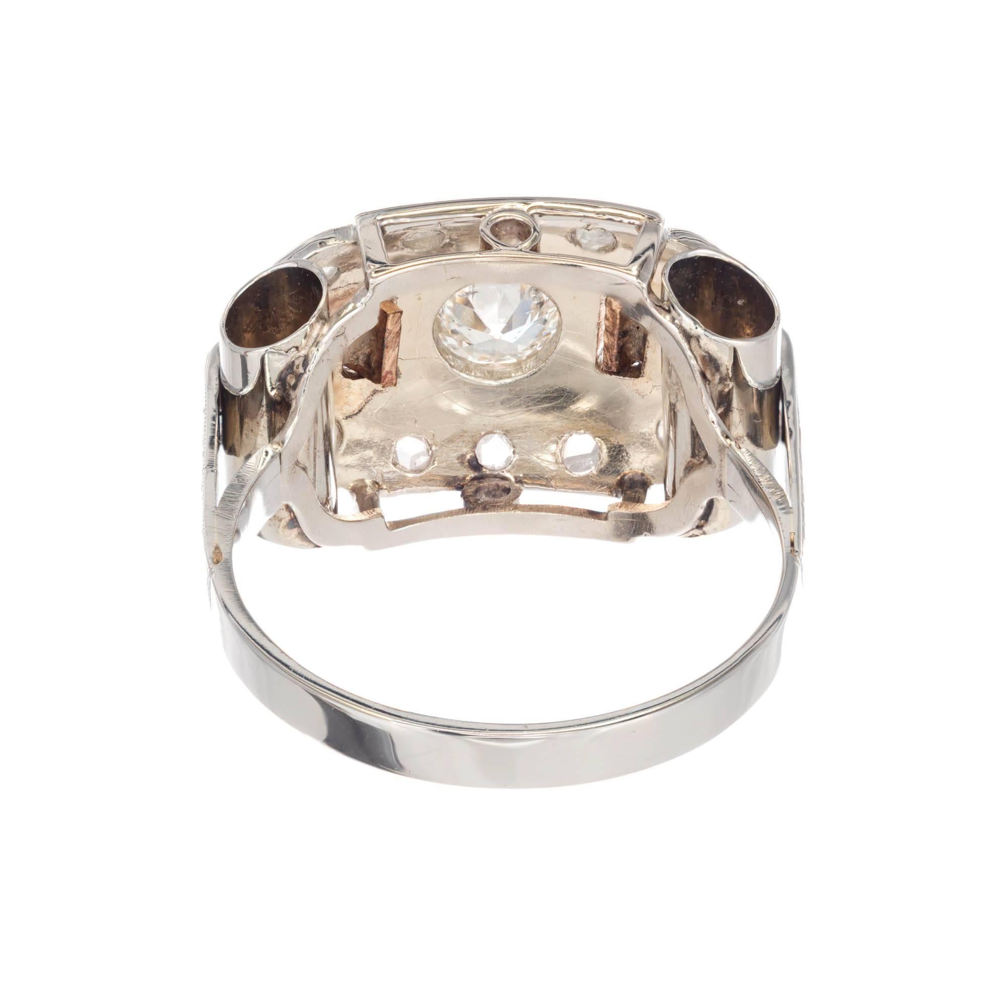 Women's .30 Carat Diamond Art Deco White Rose Gold Engagement Ring For Sale