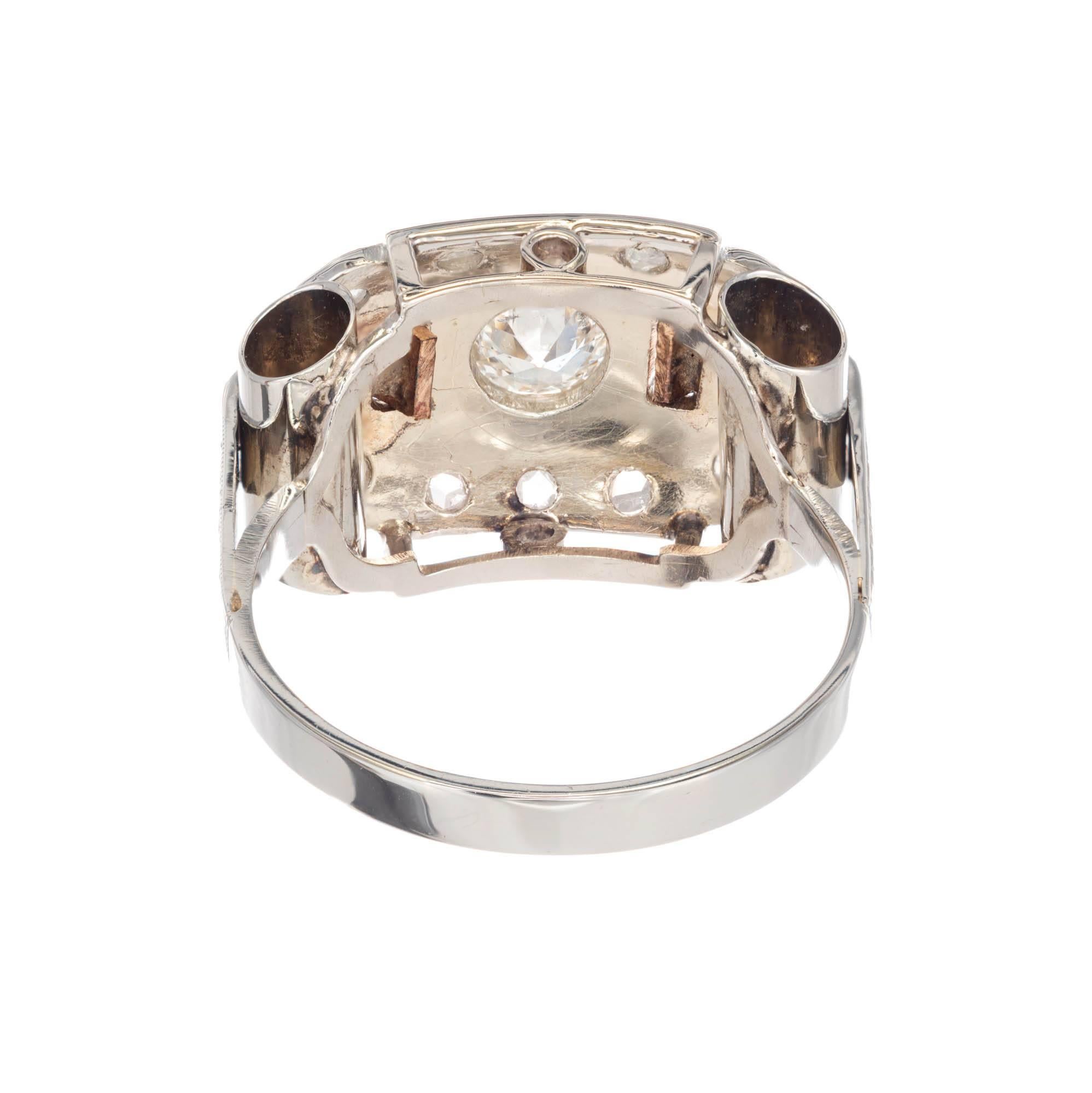 Bague de fiançailles Art déco en or rose avec diamants de 0,30 carat en vente 2
