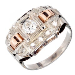 Verlobungsring aus Weiß-Roségold mit 30 Karat Diamanten im Art déco-Stil