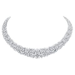 Used 30 Carat Diamond Cluster Necklace, 18K White Gold