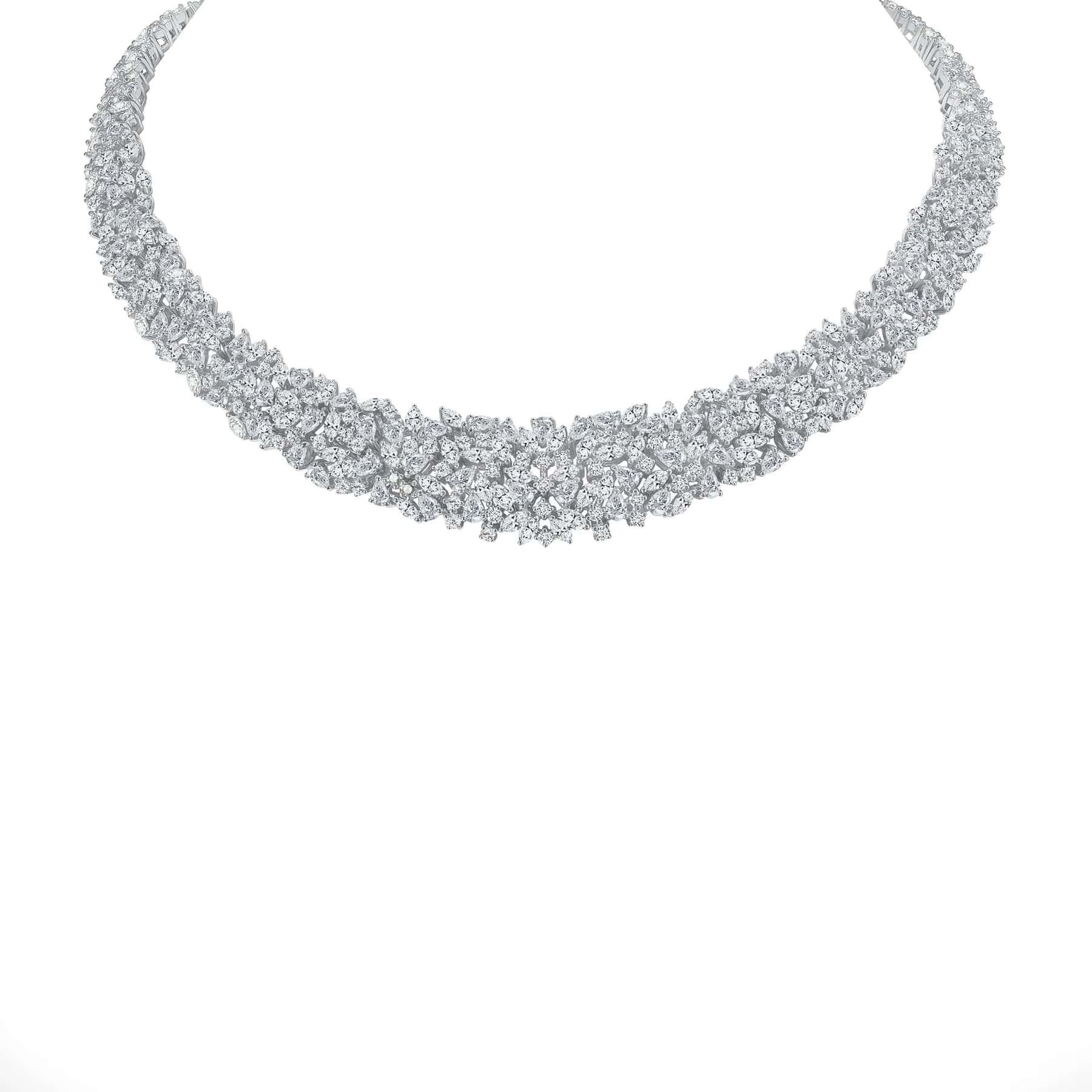 Modern 30 Carat Diamond Cluster Necklace For Sale