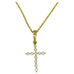 1 carat diamond cross necklace .30 Carat Diamond Cross Necklace in 14 Karat Yellow Gold, Gold Chain