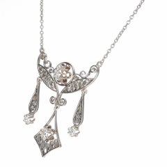 .30 Carat Diamond Filigree White Gold Pendant Necklace