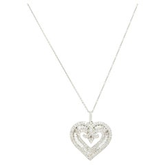 3.0 Carat Diamond Heart Necklace 18 Karat In Stock