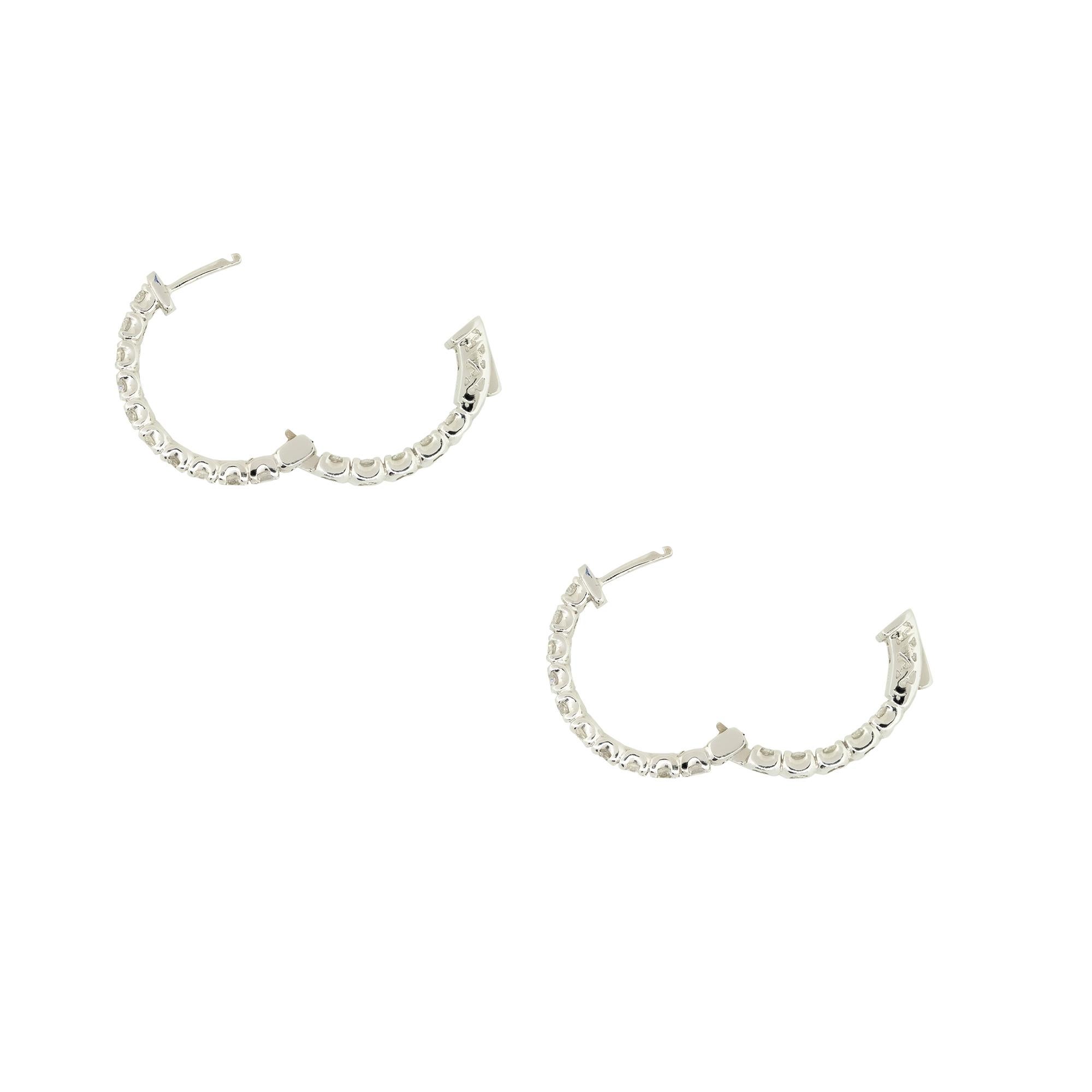 Women's 3.0 Carat Diamond Inside-Out Medium Sized Hoop Earrings 14 Karat in Stock For Sale