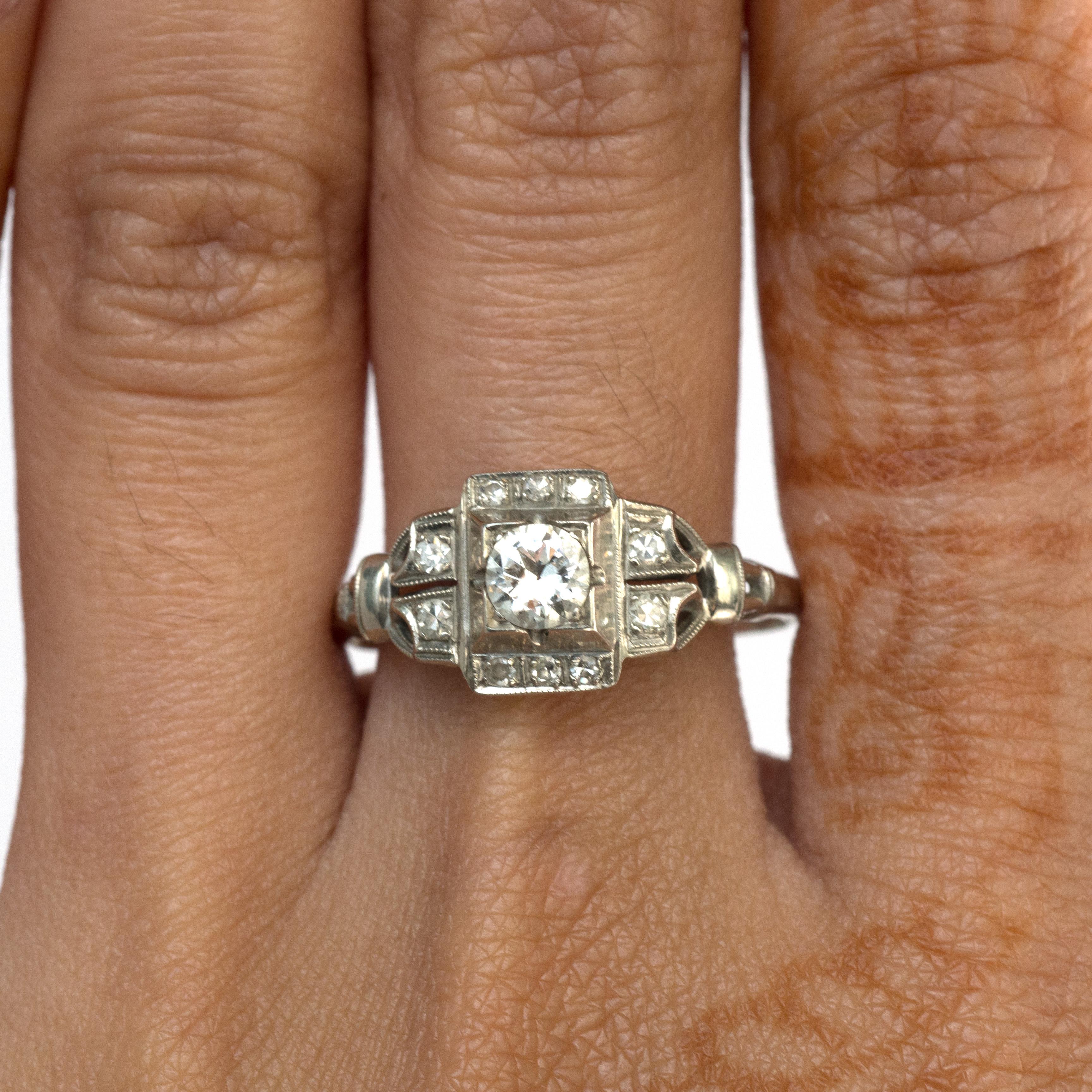 Art Deco .30 Carat Diamond Platinum Engagement Ring For Sale