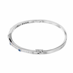 .30 Carat Diamond Sapphire White Gold Hinged Bangle Bracelet