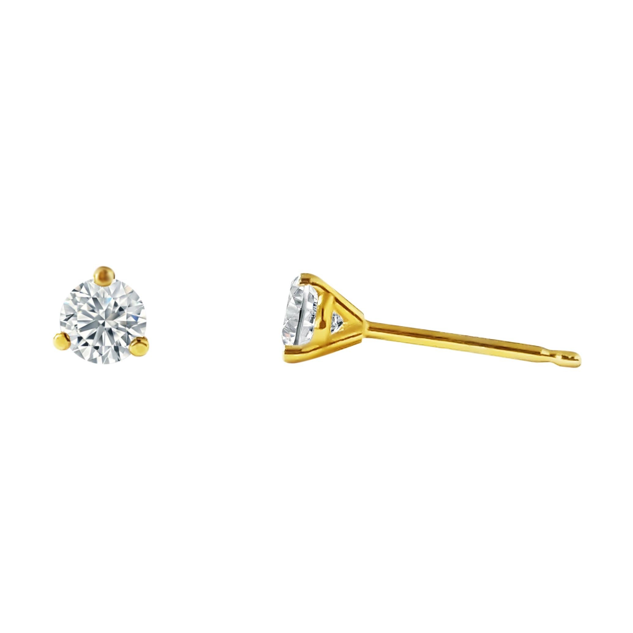 30 Carat Diamond Stud Earrings 14K Yellow Gold For Sale 2