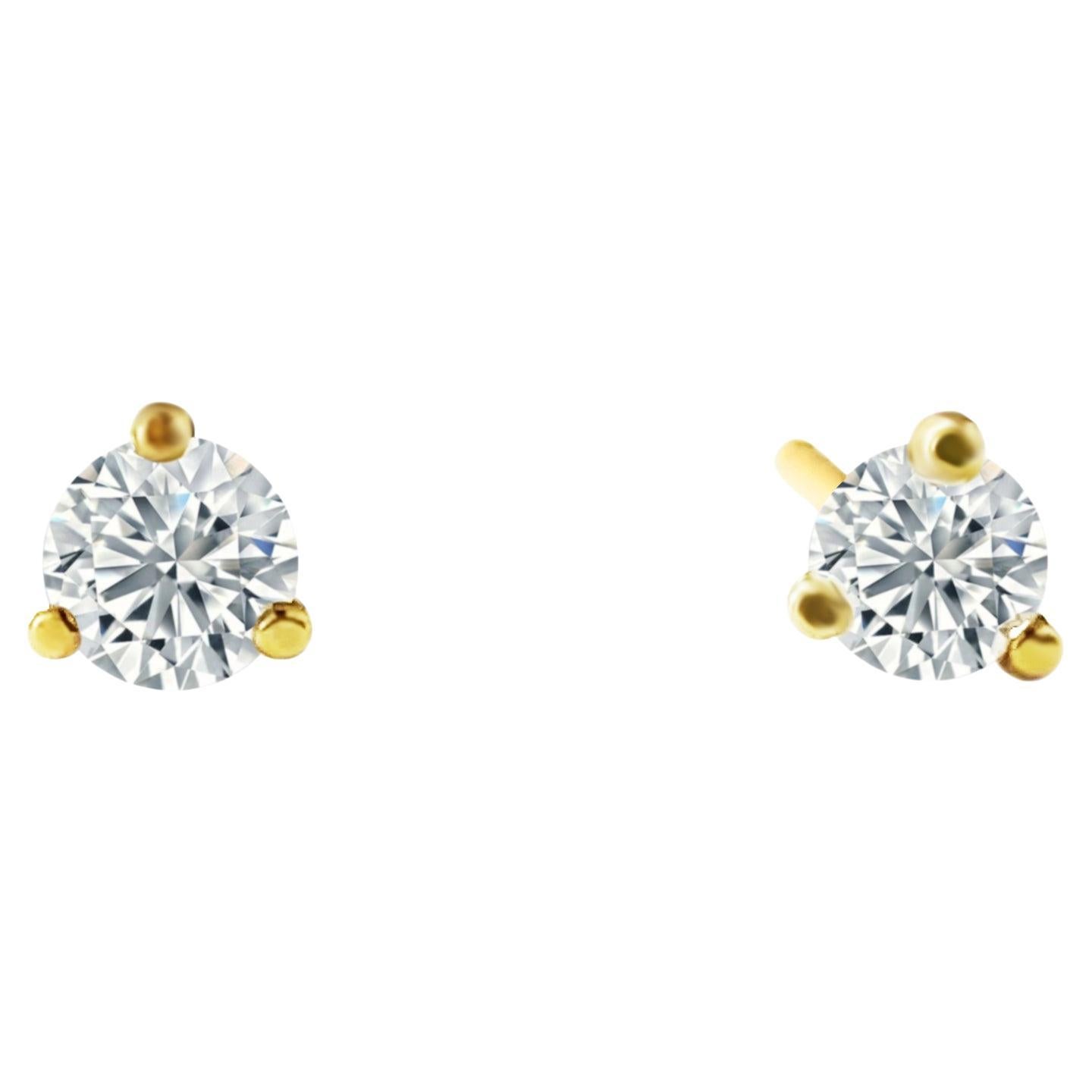 .50 Carat Diamond Stud Earrings in 14k Yellow Gold For Sale at 1stDibs
