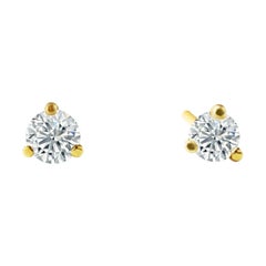 Clous d'oreilles en or jaune 14 carats et diamants 30 carats