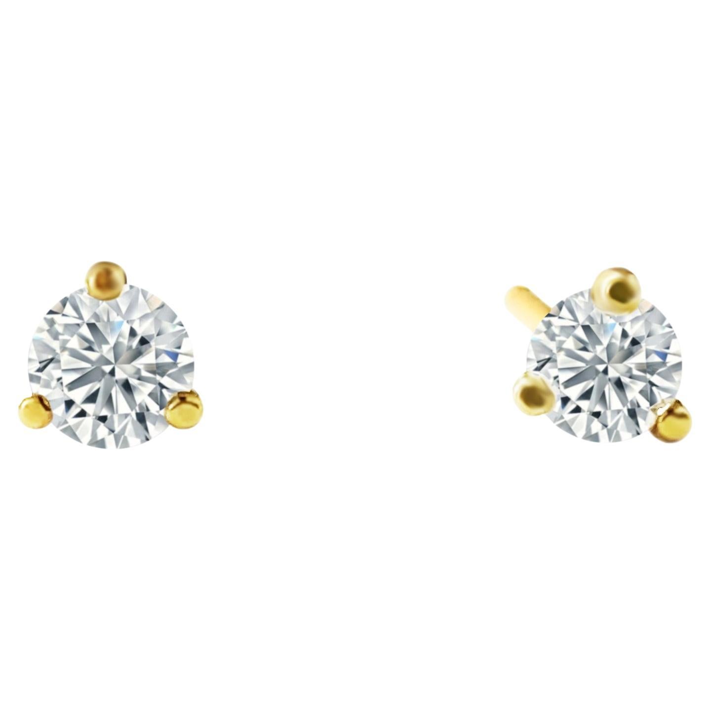 30 Carat Diamond Stud Earrings 14K Yellow Gold