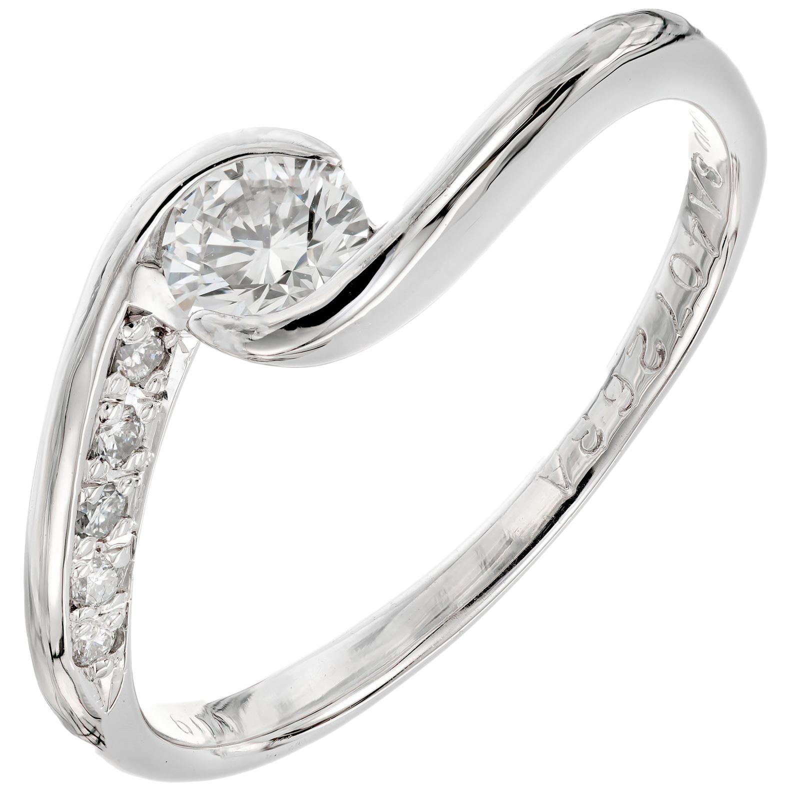 .30 Carat Diamond Swirl Platinum Engagement Ring For Sale