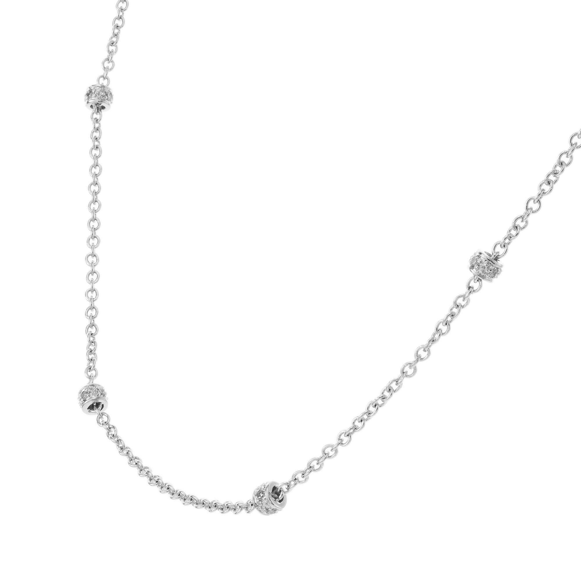 Round Cut .30 Carat Diamond White Gold Diamond by the Yard Necklace For Sale