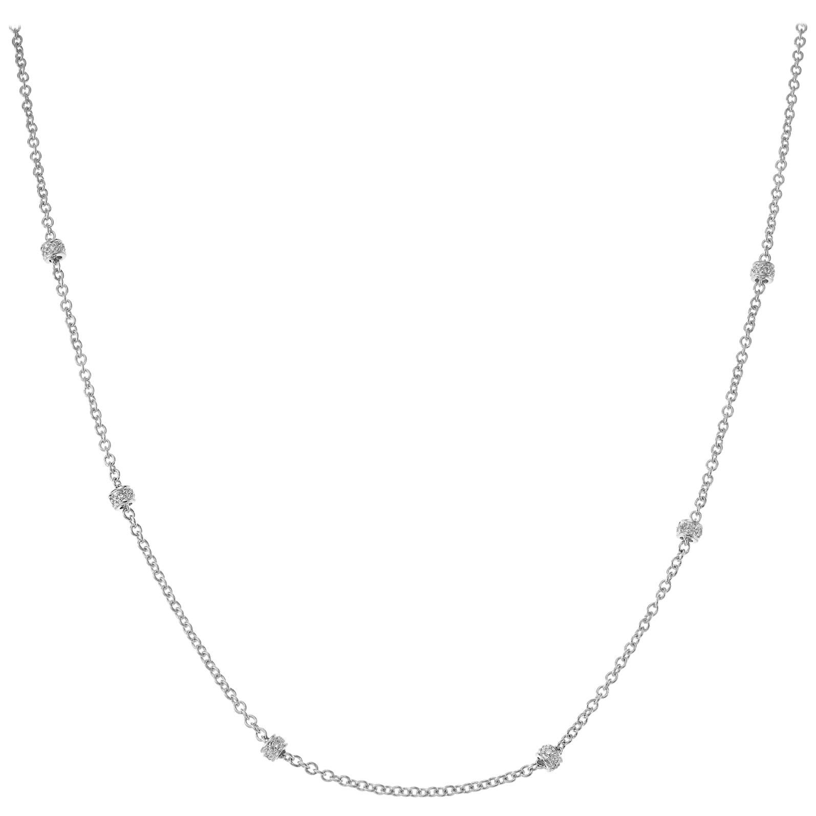 Collier en or blanc avec diamant de 0,30 carat et diamant au mètre