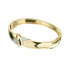 .30 Carat Diamond Yellow Gold Hinged Buckle Bangle Bracelet