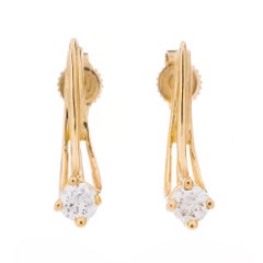.30 Carat Diamond Yellow Gold Wire Earrings