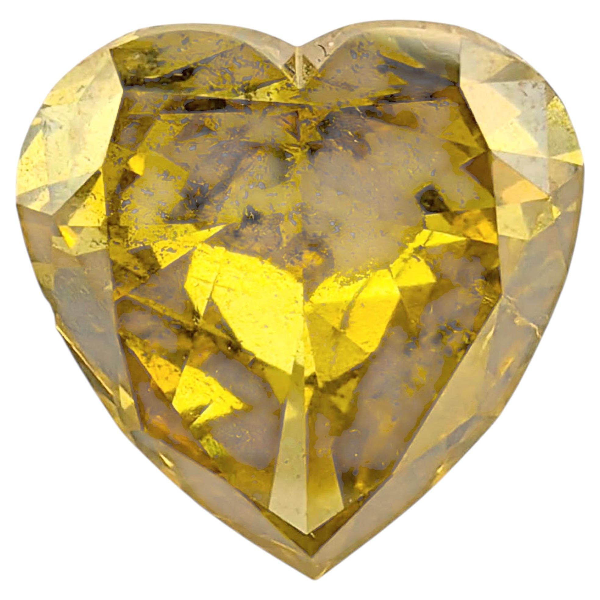 3.0 Carat IGI Certified Natural Fancy Brownish Yellow Heart Shape Loose Diamond