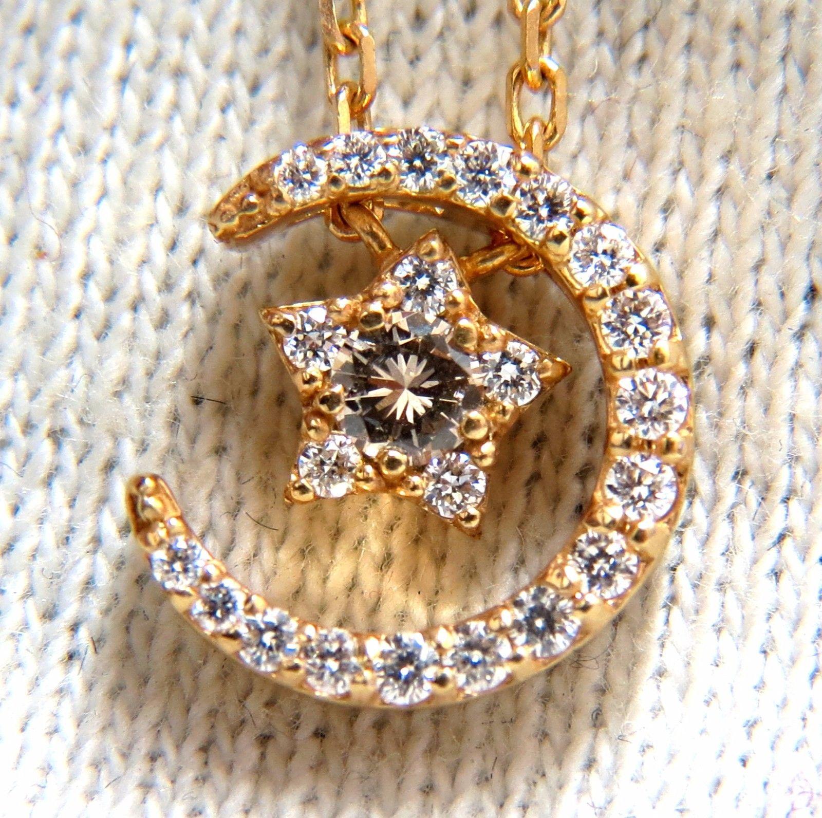Collier étoile islamique en forme d'étoile croissante de 0,30 carat en or 18 carats Neuf - En vente à New York, NY