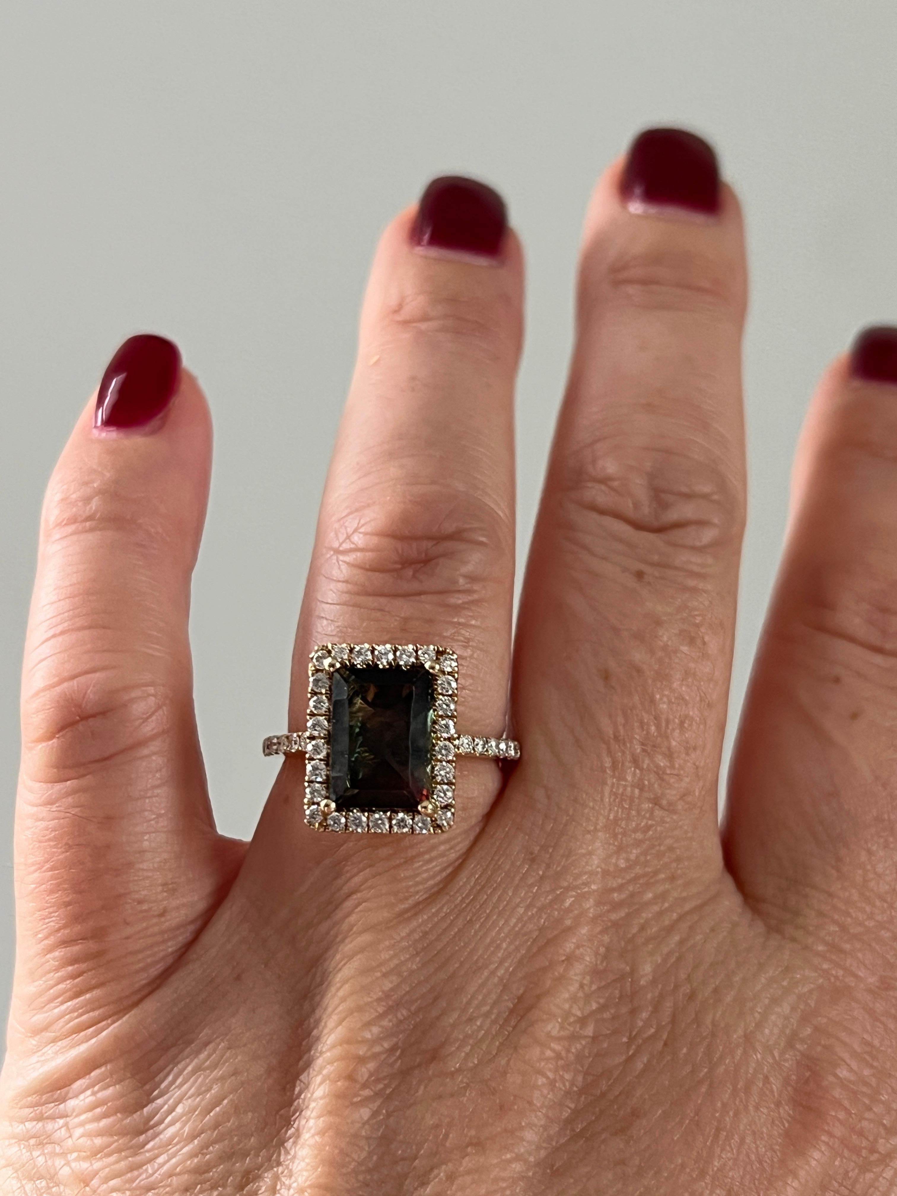 Anello Cocktail con Labradorite Feldspato e Diamante in Oro Giallo 14k da 3,0 Carati in vendita 6