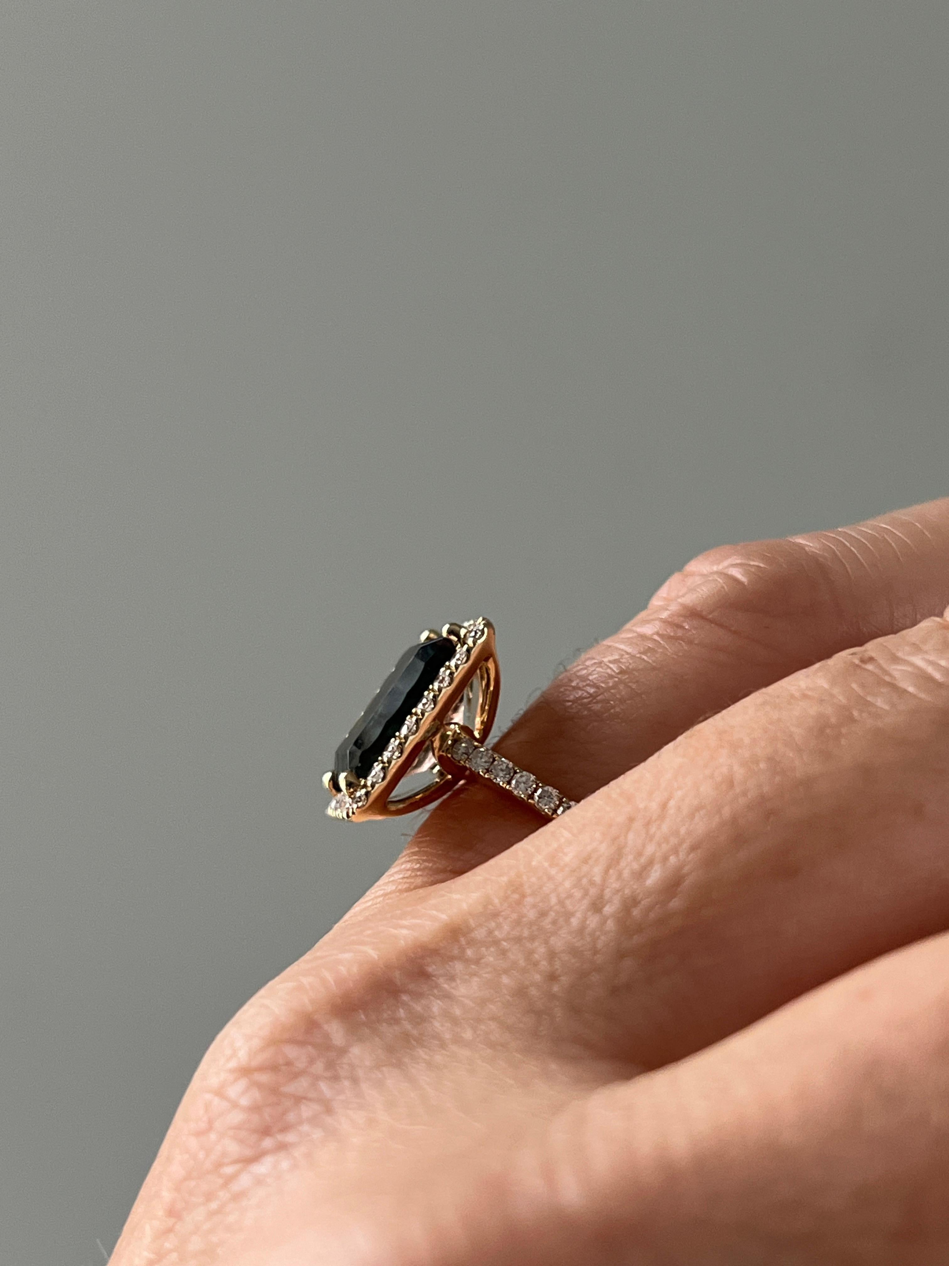 Anello Cocktail con Labradorite Feldspato e Diamante in Oro Giallo 14k da 3,0 Carati in vendita 7