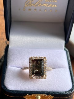 3.0 Carat Labradorite Feldspar Diamond 14k Yellow Gold Cocktail Ring