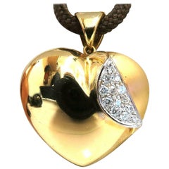 Pendentif à dôme en forme de cœur en or 14 carats avec diamants naturels de 0,30 carat