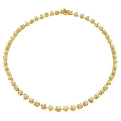 30 Carat Natural Mix Shaped Yellow Diamond Necklace, In 18 Karat Yellow Gold.