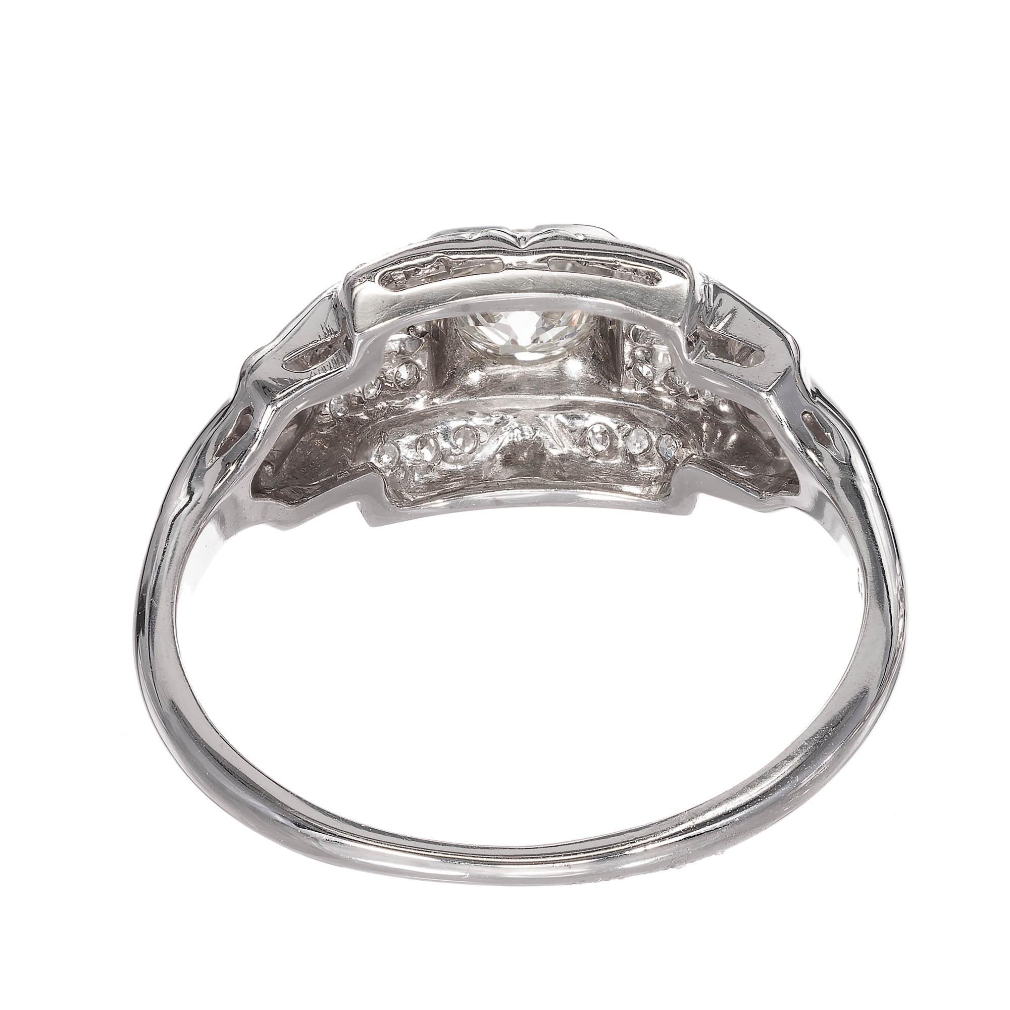 Old European Cut .30 Carat Old Euro Diamond White Gold Art Deco Engagement Ring