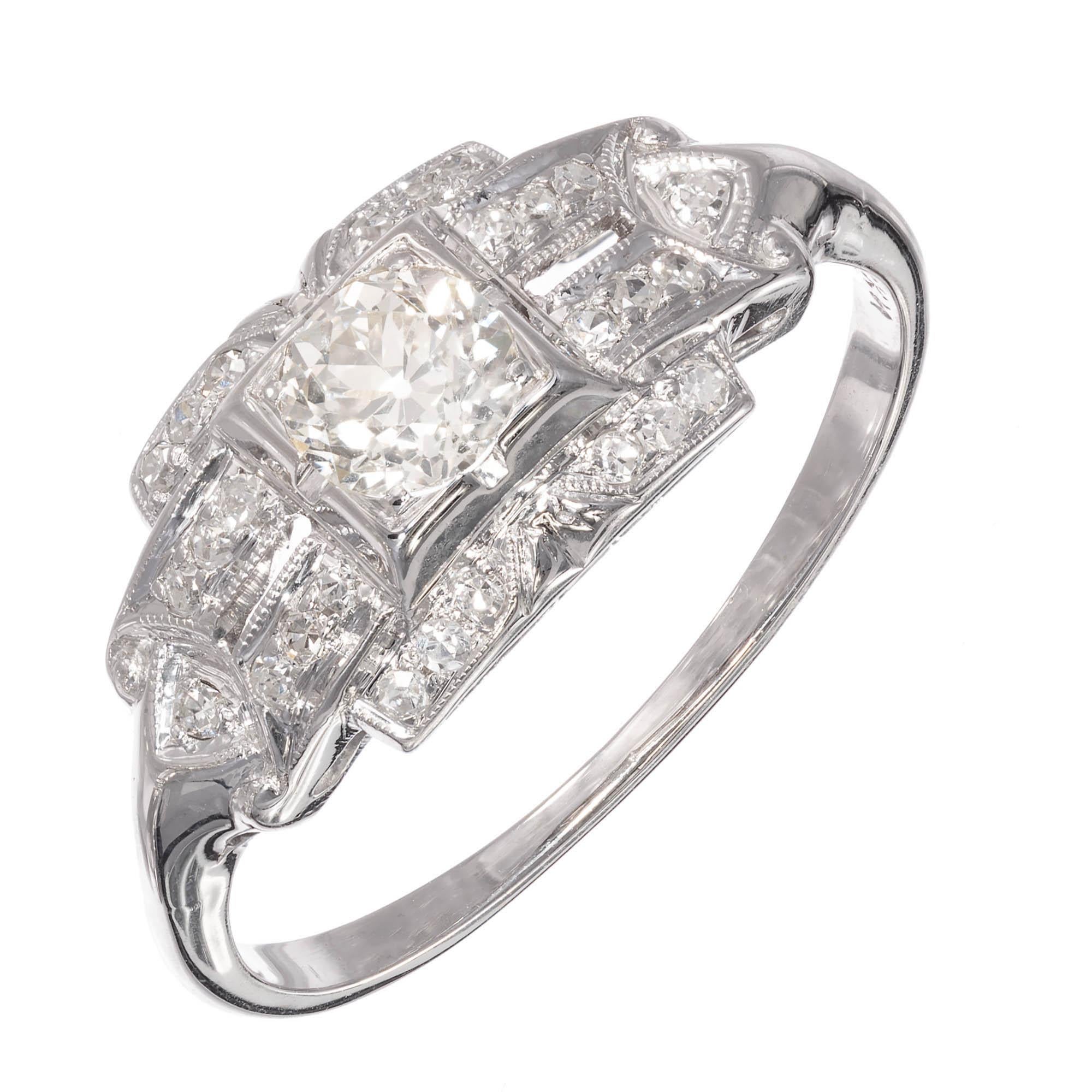 .30 Carat Old Euro Diamond White Gold Art Deco Engagement Ring