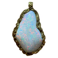 30 Karat Opal-Anhänger-Halskette Rote Feuer 14 Karat Gold Antike Retro