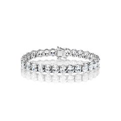 30 Carat Oval Cut Single Row Diamond Tennis Bracelet Certified