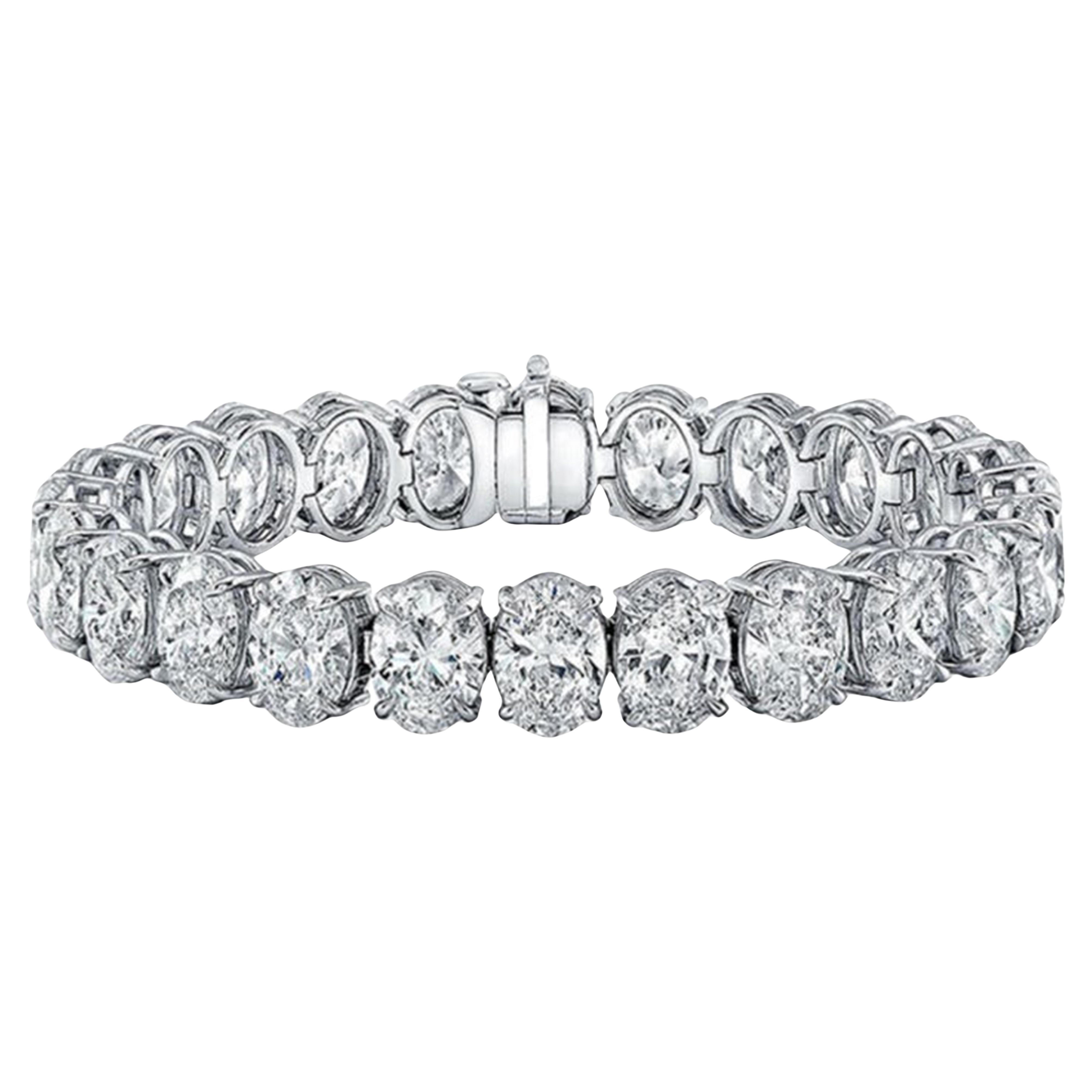Introducing our stunning 7-inch tennis bracelet, expertly crafted in luxurious platinum. Featuring an exquisite basket claw prong setting, this bracelet is adorned with shimmering F/G VS1/VVS2 oval diamonds, offering a perfect blend of elegance and