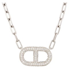 3.0 Carat Pave Diamond Mariner Link Pendant Necklace 18 Karat In Stock