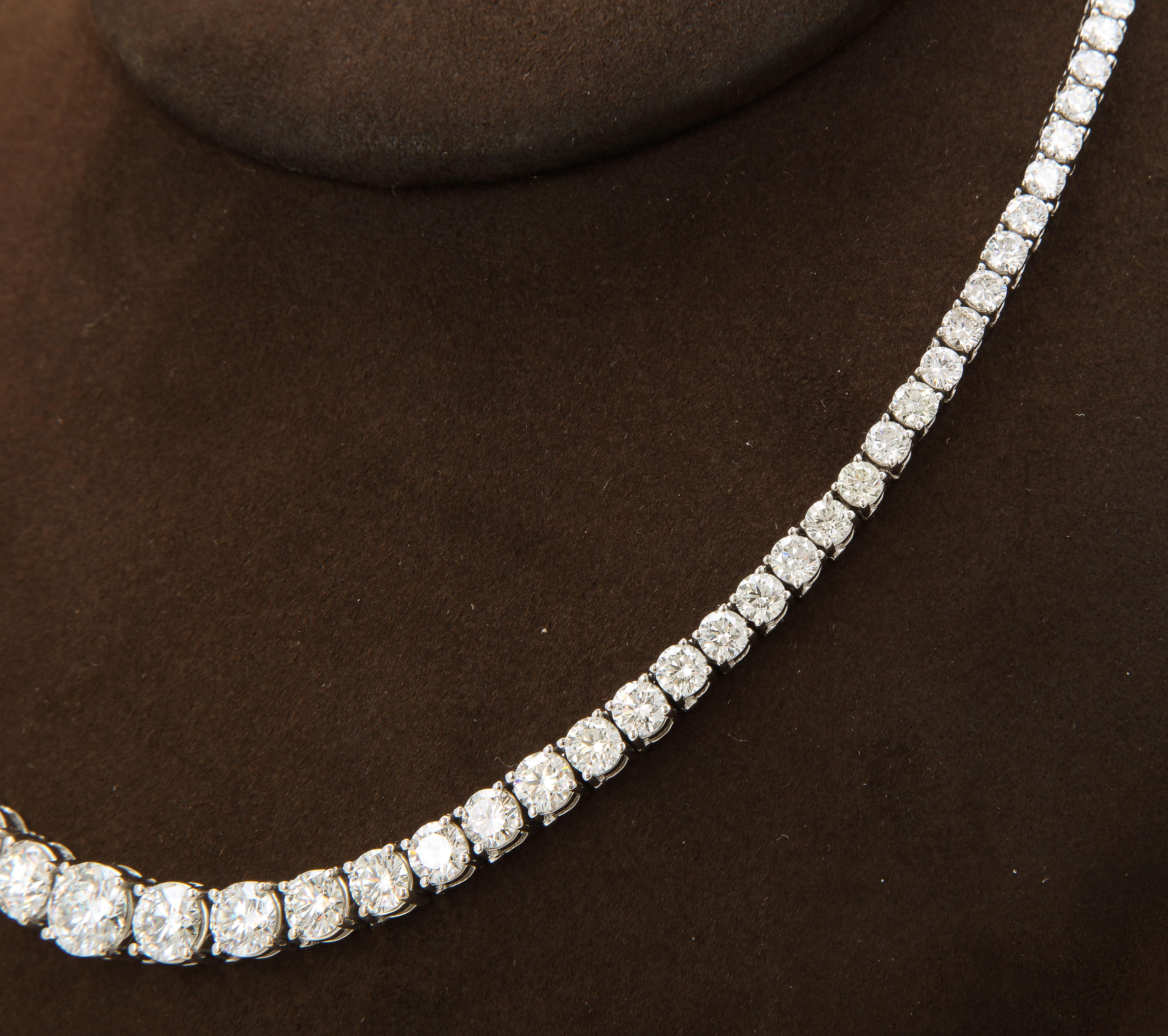 30 Carat Riviera Tennis Necklace  For Sale 3