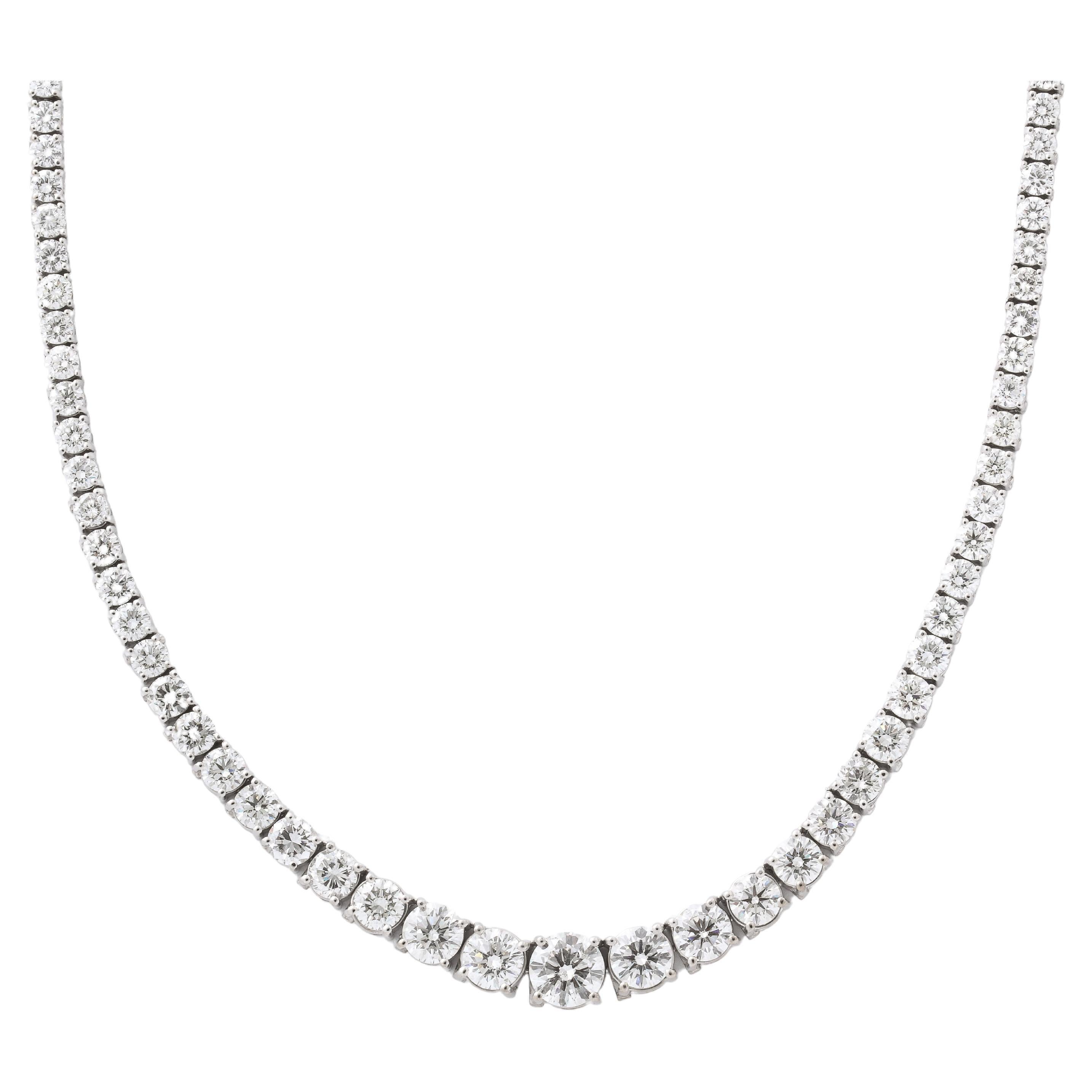 30 Carat Riviera Tennis Necklace  For Sale