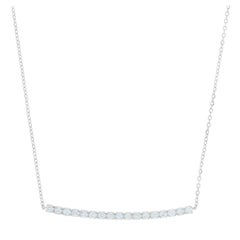 .30 Carat Round Brilliant Diamond Necklace 14k White Gold Curved Bar Adjustable