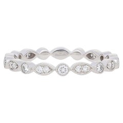 .30 Carat Round Brilliant Diamond Ring, 14 Karat Gold Milgrain Wedding Band