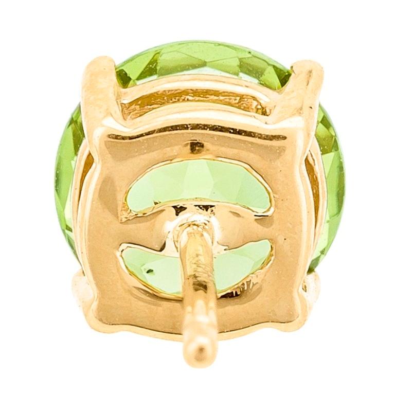 Art Deco 3.0 Carat Round-Cut Peridot 14K Yellow Gold Stud Earring