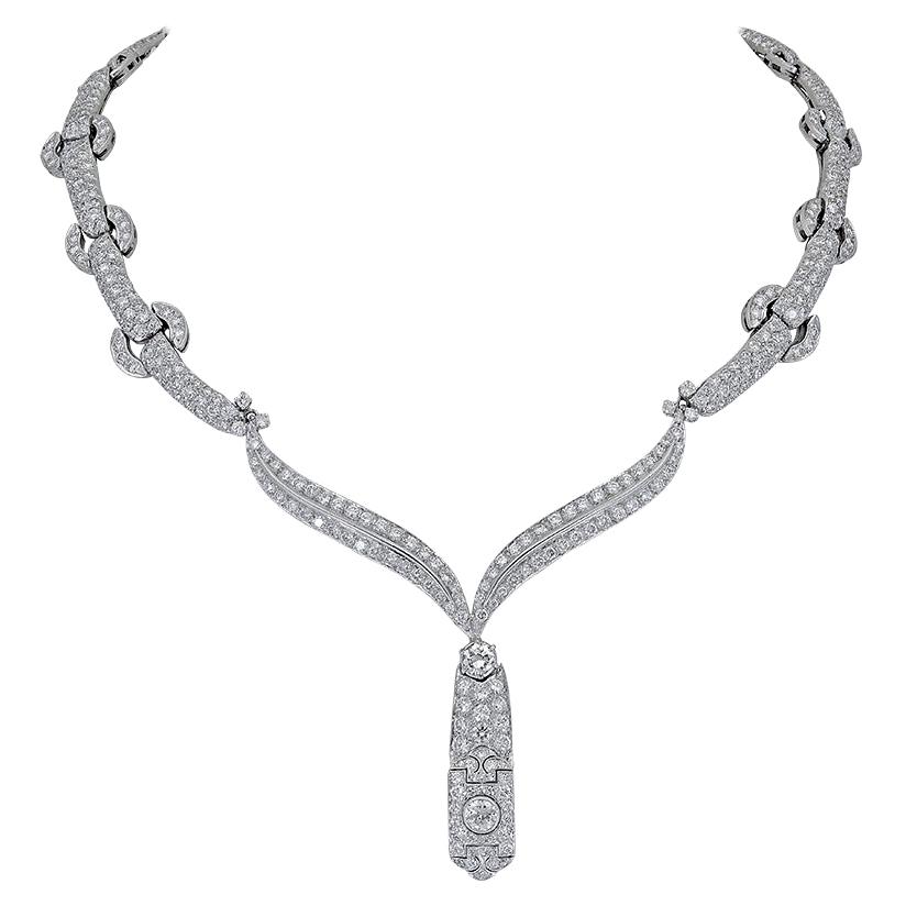 30 Carat Round Diamond Link Drop Necklace For Sale