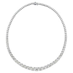 30 Carat Round Diamond Platinum Riviera Necklace