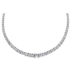 30 Carat Round Diamond Platinum Riviera Necklace