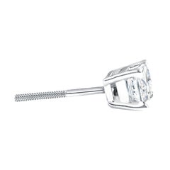 0.30 Carat Solitaire Princess Cut Diamond Stud in 14 Karat White Gold